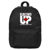 Elbows Up Canada True North Strong and Free 16 in Basic Backpack
