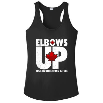 Elbows Up Canada True North Strong and Free Ladies PosiCharge Competitor Racerback Tank