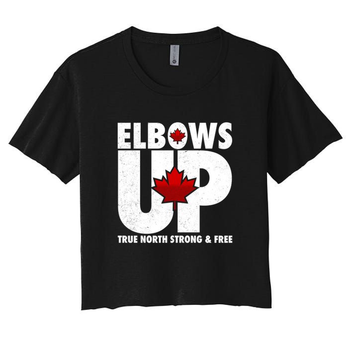 Elbows Up Canada True North Strong and Free Women's Crop Top Tee