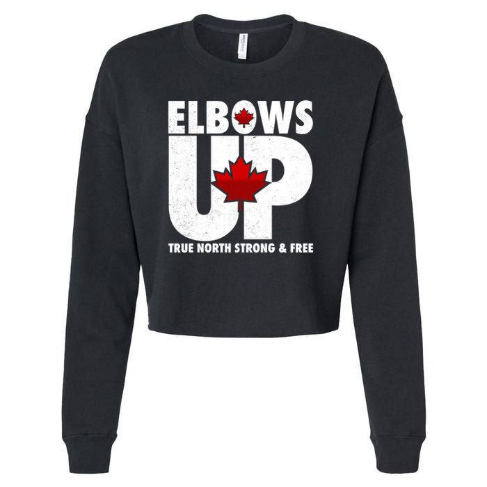 Elbows Up Canada True North Strong and Free Cropped Pullover Crew