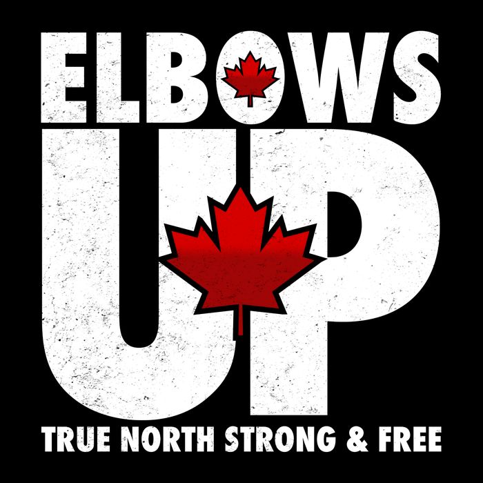 Elbows Up Canada True North Strong and Free Cropped Pullover Crew