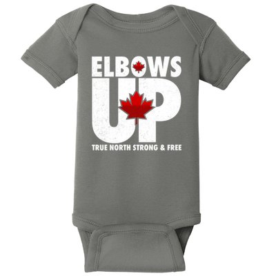 Elbows Up Canada True North Strong and Free Baby Bodysuit