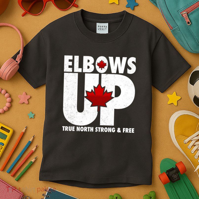 Elbows Up Canada True North Strong and Free Kids T-Shirt