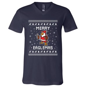 Eagles Ugly Christmas Sweater Eagles Lover Holiday Present V-Neck T-Shirt