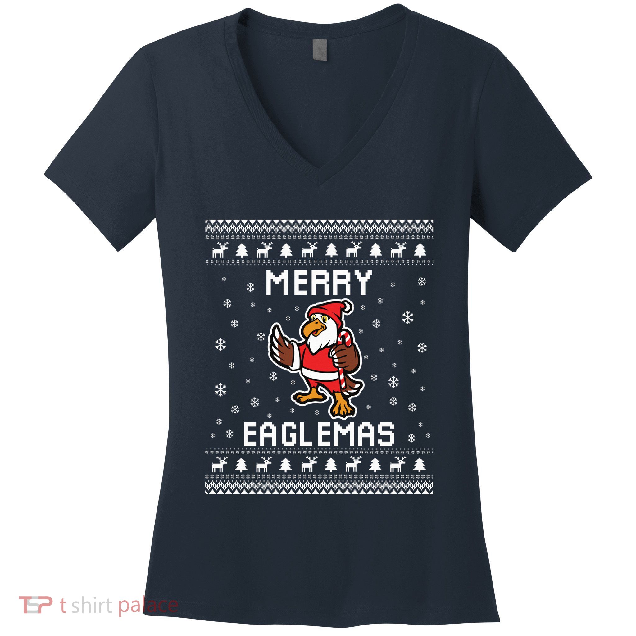 Eagles Ugly Christmas Sweater Eagles Lover Holiday Present Women's V-Neck T-Shirt