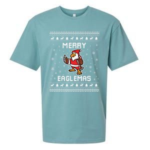 Eagles Ugly Christmas Sweater Eagles Lover Holiday Present Sueded Cloud Jersey T-Shirt