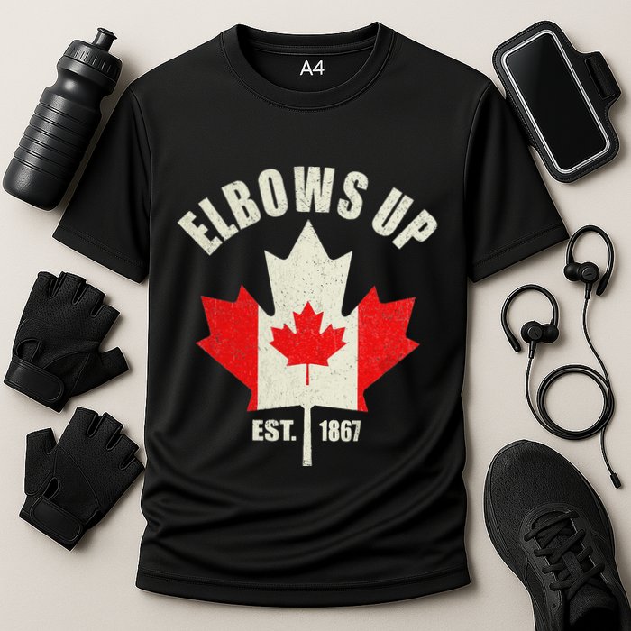 Elbows Up Canada Est 1867 Proud Canadian Strong Canada Cooling Performance Crew T-Shirt
