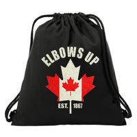 Elbows Up Canada Est 1867 Proud Canadian Strong Canada Drawstring Bag