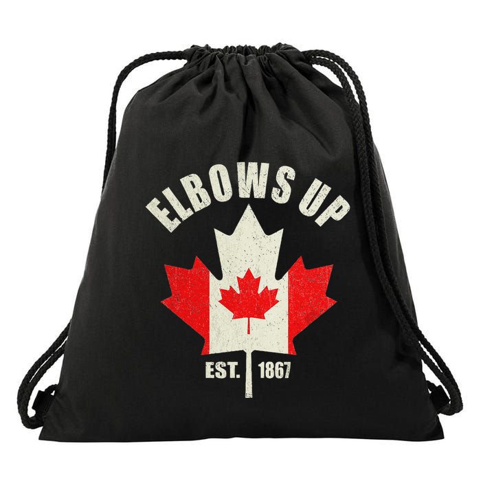 Elbows Up Canada Est 1867 Proud Canadian Strong Canada Drawstring Bag