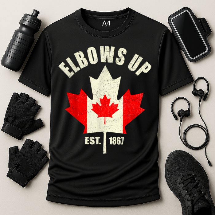 Elbows Up Canada Est 1867 Proud Canadian Strong Canada Cooling Performance Crew T-Shirt
