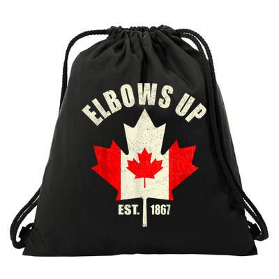 Elbows Up Canada Est 1867 Proud Canadian Strong Canada Drawstring Bag