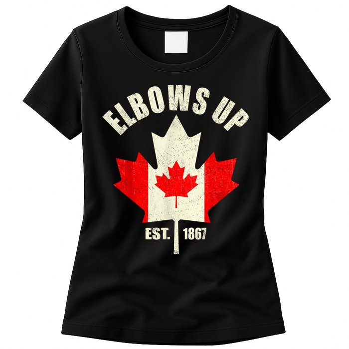 Elbows Up Canada Est 1867 Proud Canadian Strong Canada Womens T-Shirt