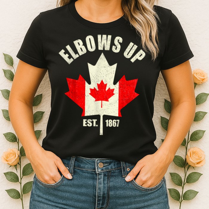 Elbows Up Canada Est 1867 Proud Canadian Strong Canada Womens T-Shirt