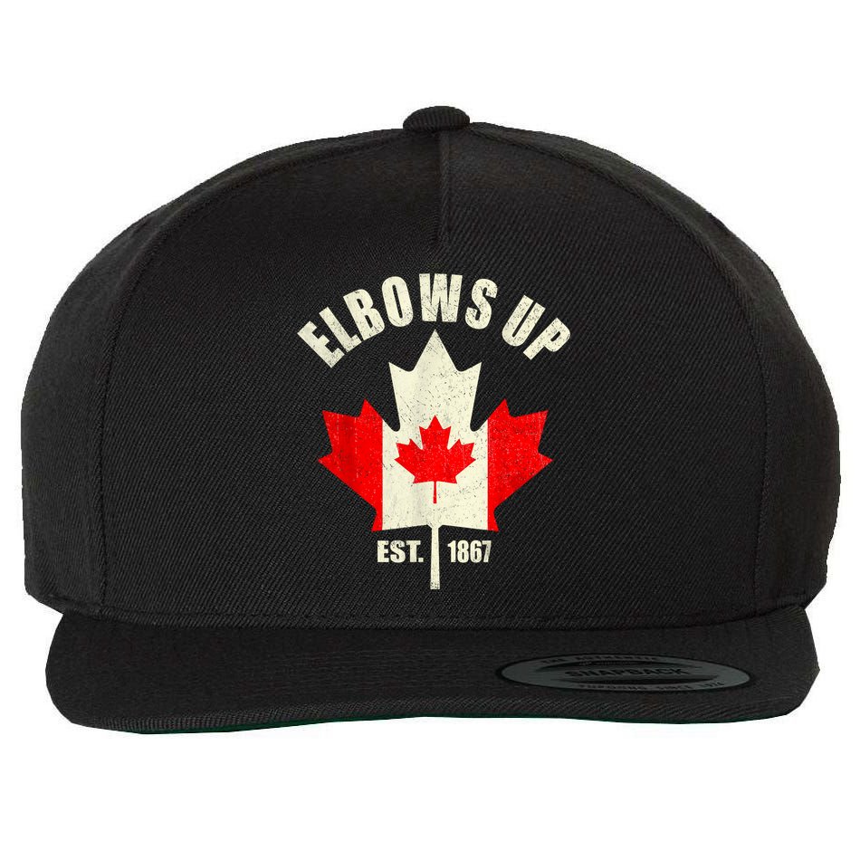 Elbows Up Canada Est 1867 Proud Canadian Strong Canada Wool Snapback Cap