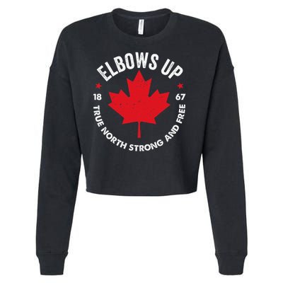 Elbows Up Canada Est 1867 Proud Canadian Strong Canada Gifts Gift Cropped Pullover Crew