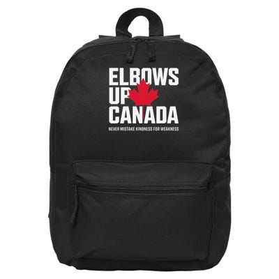Elbows Up Canada Never Mistake Kindness for Weakness 16 in Basic Backpack