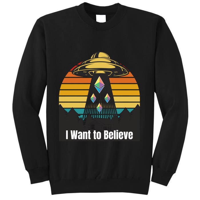 Ethereum UFO Encounter Retro Sunset, I Want To Believe Crypto Sweatshirt