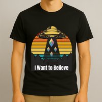 Ethereum UFO Encounter Retro Sunset, I Want To Believe Crypto T-Shirt