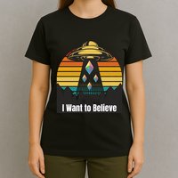 Ethereum UFO Encounter Retro Sunset, I Want To Believe Crypto T-Shirt