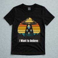 Ethereum UFO Encounter Retro Sunset, I Want To Believe Crypto T-Shirt