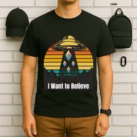Ethereum UFO Encounter Retro Sunset, I Want To Believe Crypto T-Shirt