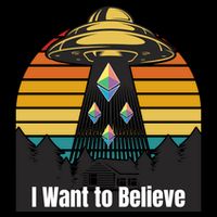 Ethereum UFO Encounter Retro Sunset, I Want To Believe Crypto T-Shirt