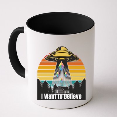 Ethereum UFO Encounter Retro Sunset, I Want To Believe Crypto Mug