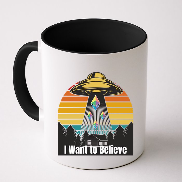 Ethereum UFO Encounter Retro Sunset, I Want To Believe Crypto Mug