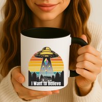 Ethereum UFO Encounter Retro Sunset, I Want To Believe Crypto Mug