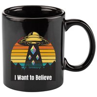 Ethereum UFO Encounter Retro Sunset, I Want To Believe Crypto 11oz C Handle Ceramic Mug