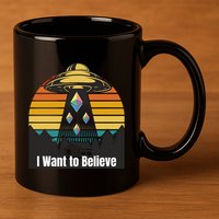 Ethereum UFO Encounter Retro Sunset, I Want To Believe Crypto 11oz C Handle Ceramic Mug
