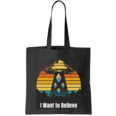 Ethereum UFO Encounter Retro Sunset, I Want To Believe Crypto Bag