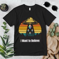 Ethereum UFO Encounter Retro Sunset, I Want To Believe Crypto Premium T-Shirt