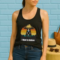 Ethereum UFO Encounter Retro Sunset, I Want To Believe Crypto Womens Tank Top