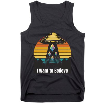 Ethereum UFO Encounter Retro Sunset, I Want To Believe Crypto Tank Top