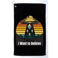 Ethereum UFO Encounter Retro Sunset, I Want To Believe Crypto Golf Towel