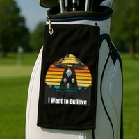 Ethereum UFO Encounter Retro Sunset, I Want To Believe Crypto Golf Towel