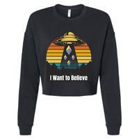 Ethereum UFO Encounter Retro Sunset, I Want To Believe Crypto Cropped Pullover Crew