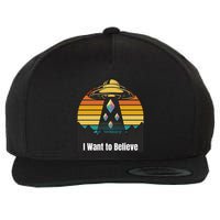 Ethereum UFO Encounter Retro Sunset, I Want To Believe Crypto Wool Snapback Cap