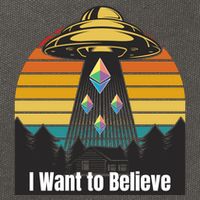Ethereum UFO Encounter Retro Sunset, I Want To Believe Crypto Cotton Canvas Backpack