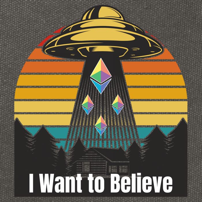 Ethereum UFO Encounter Retro Sunset, I Want To Believe Crypto Cotton Canvas Backpack