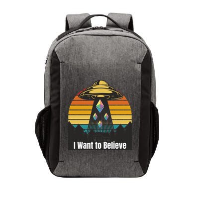 Ethereum UFO Encounter Retro Sunset, I Want To Believe Crypto Vector Backpack