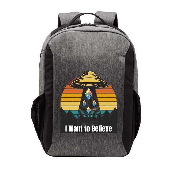 Ethereum UFO Encounter Retro Sunset, I Want To Believe Crypto Vector Backpack