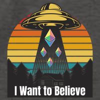 Ethereum UFO Encounter Retro Sunset, I Want To Believe Crypto Vector Backpack