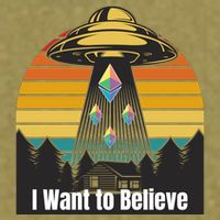 Ethereum UFO Encounter Retro Sunset, I Want To Believe Crypto Garment-Dyed Women's Muscle Tee
