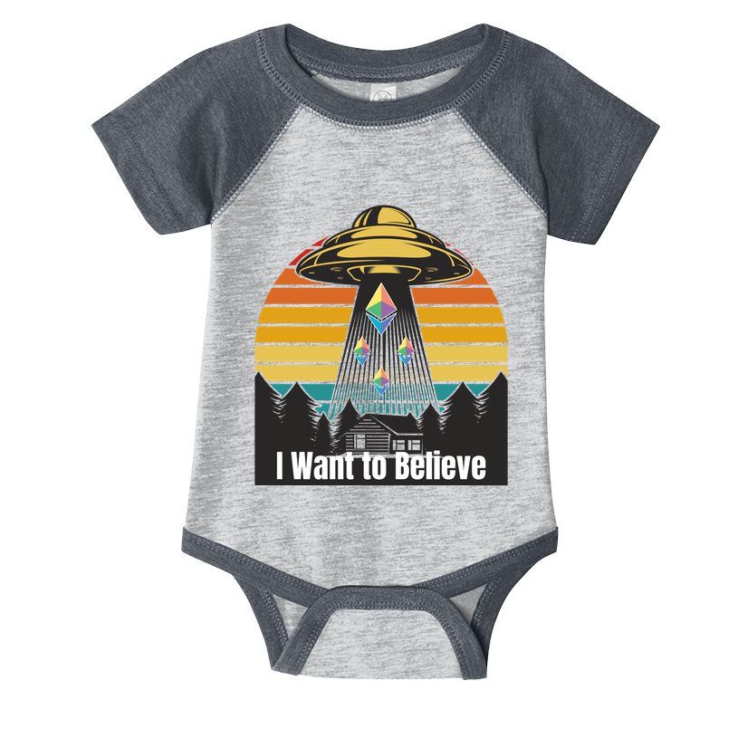 Ethereum UFO Encounter Retro Sunset, I Want To Believe Crypto Infant Baby Jersey Bodysuit