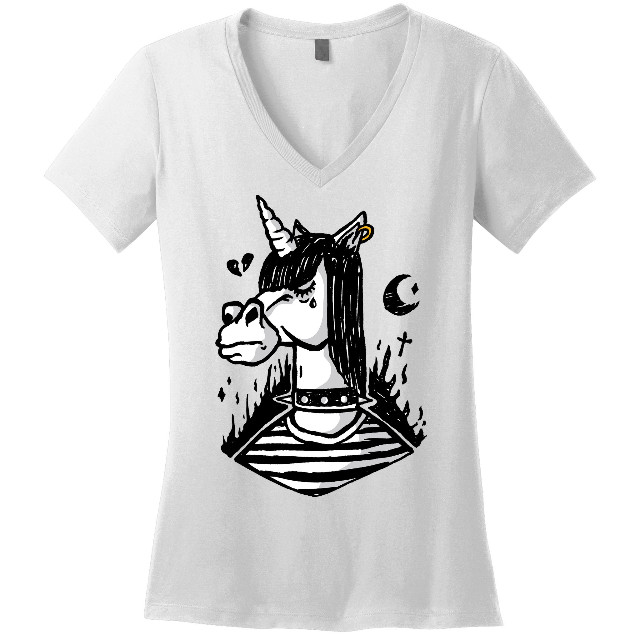 Emo Unicorn Women's V-Neck T-Shirt