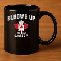 Elbows Up EST 1867 Canadian Maple Leaf Canada Gift 11oz C Handle Ceramic Mug