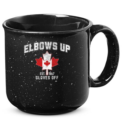 Elbows Up EST 1867 Canadian Maple Leaf Canada Gift 15oz Campfire Ceramic Mug