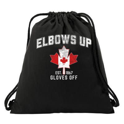 Elbows Up EST 1867 Canadian Maple Leaf Canada Gift Drawstring Bag